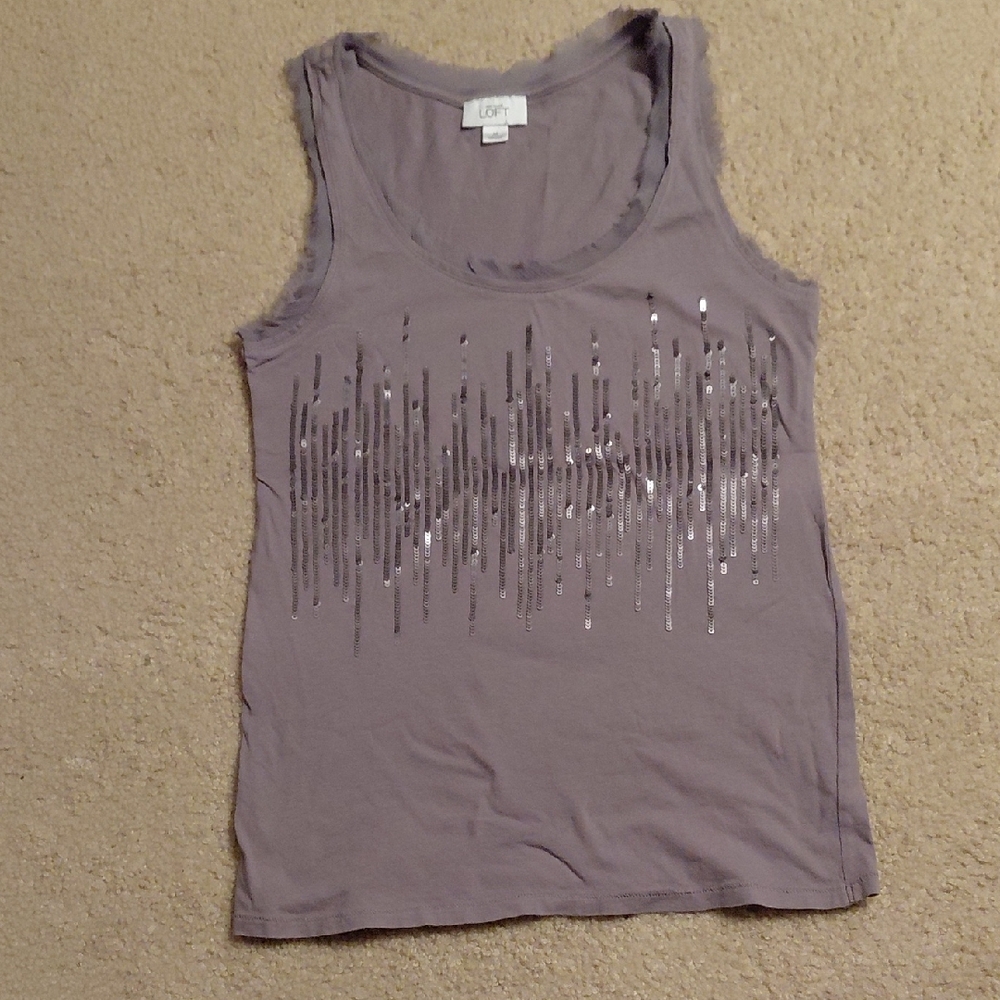 LOFT Lavender Sequin Detail Tank Top
